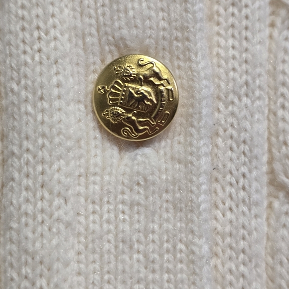 Classic Elements Vintage Cream Cable Knit Cardigan With Gold Buttons Size Medium - Picture 2 of 6